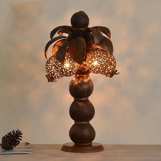 Coconut shell table light
