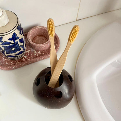 Eco-Friendly Coconut Shell Toothbrush Holder