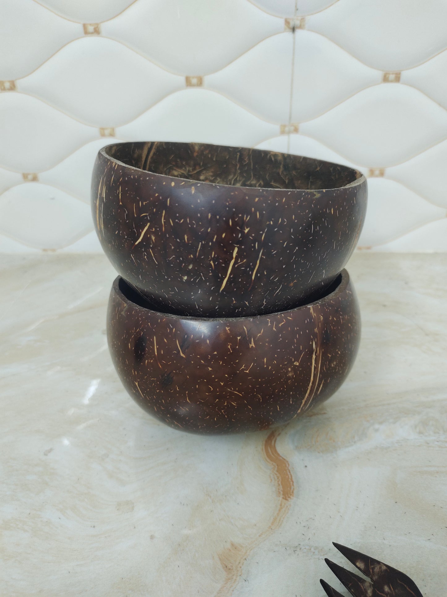 Coconut shell Jumbo bowl set of 2 capacity of 900 to 1litre glossy finish