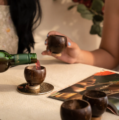 Coconut Shell Eco-friendly Shot/Wine Glass - ( Set of 2 )