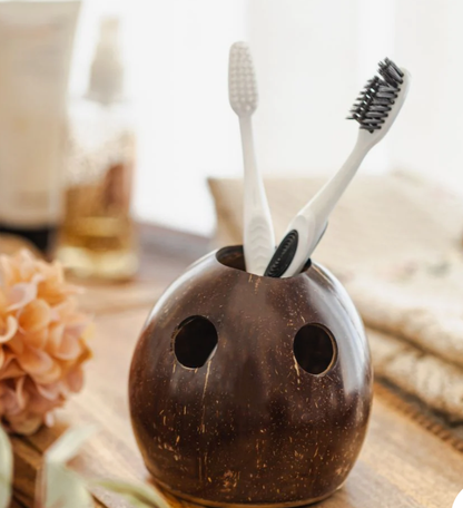 Eco-Friendly Coconut Shell Toothbrush Holder