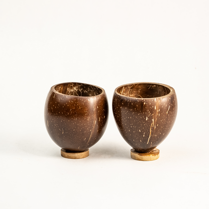 Coconut Shell Cup Set | Natural & Handmade 200 ml ( Set of 2 )