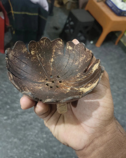 Floral design coconut shell soap bowl set of 1