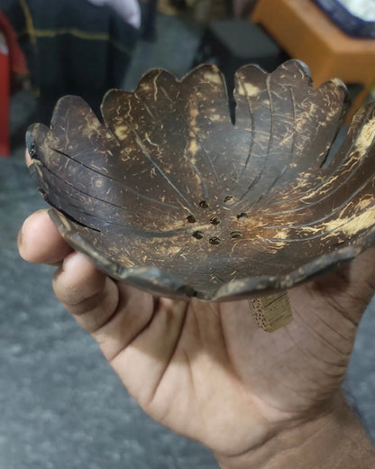 Floral design coconut shell soap bowl set of 1