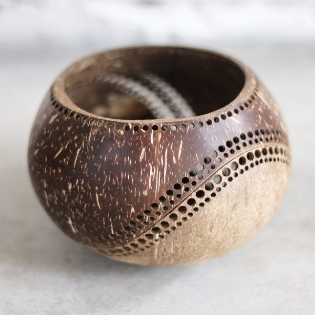 Coconut shell candle holders