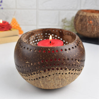 Coconut shell candle holders