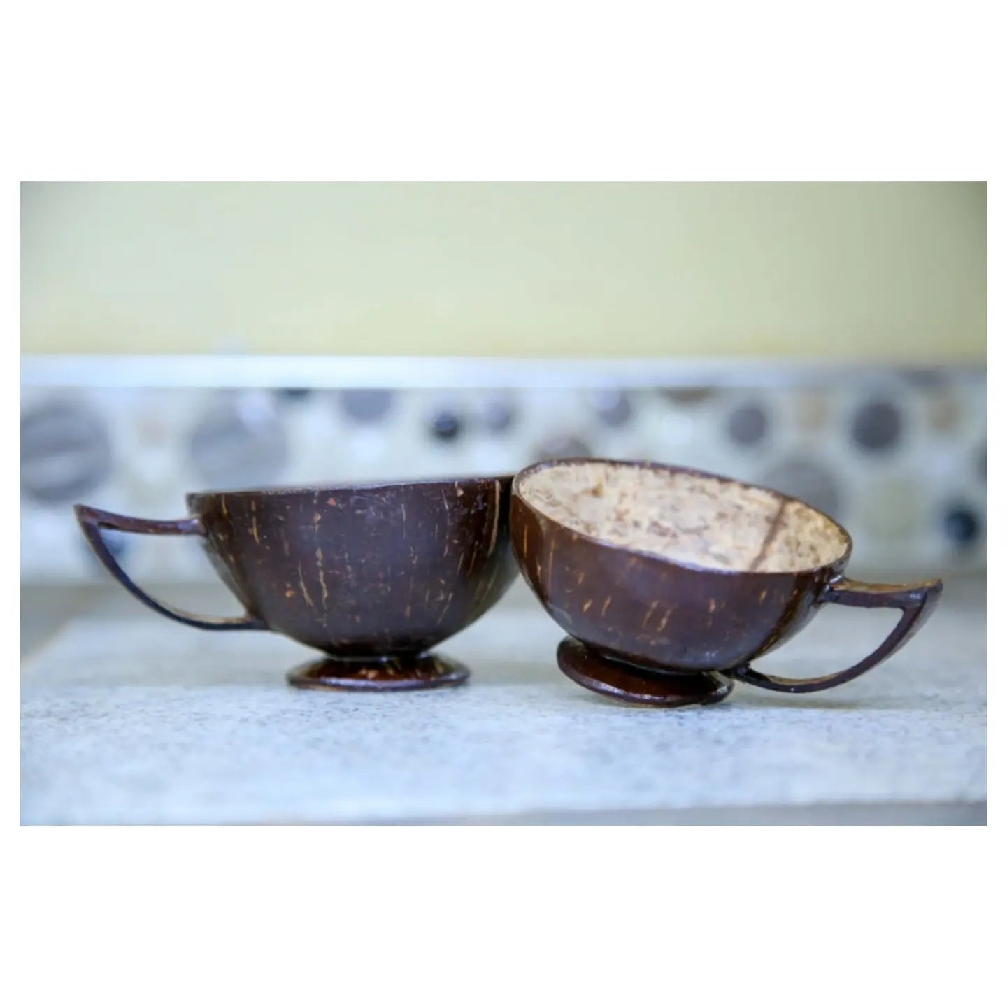 Coconut shell cup small 50 to 90ml broad mouth set of 2