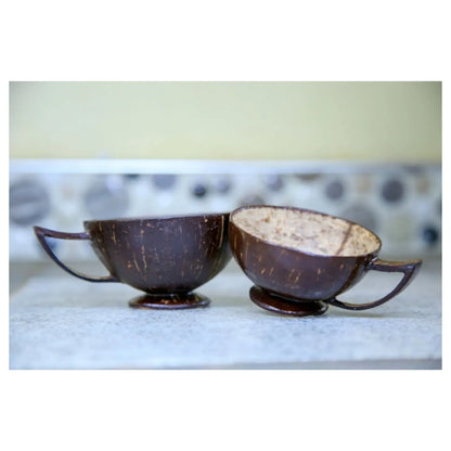 Coconut shell cup small 50 to 90ml broad mouth set of 2