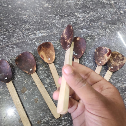 Coconut shell bamboo spoon15cm set of 7