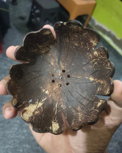 Floral design coconut shell soap bowl set of 1