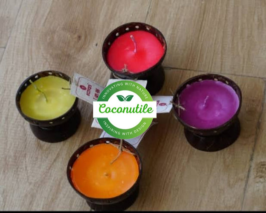 Coconut shell colour candle set of 1