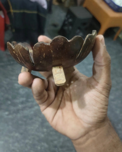 Floral design coconut shell soap bowl set of 1