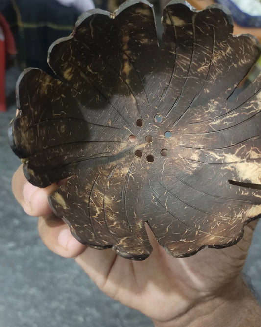 Floral design coconut shell soap bowl set of 1