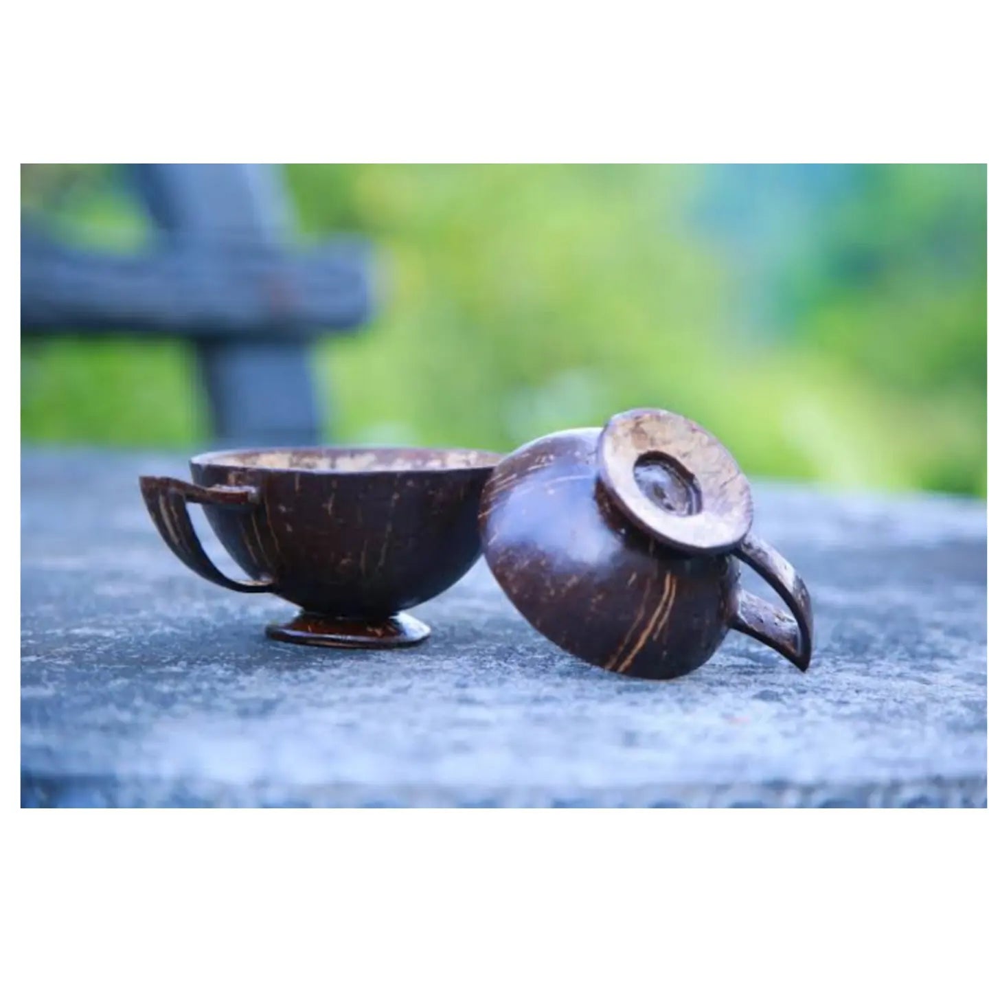 Coconut shell cup small 50 to 90ml broad mouth set of 2