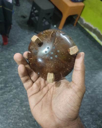 Floral design coconut shell soap bowl set of 1