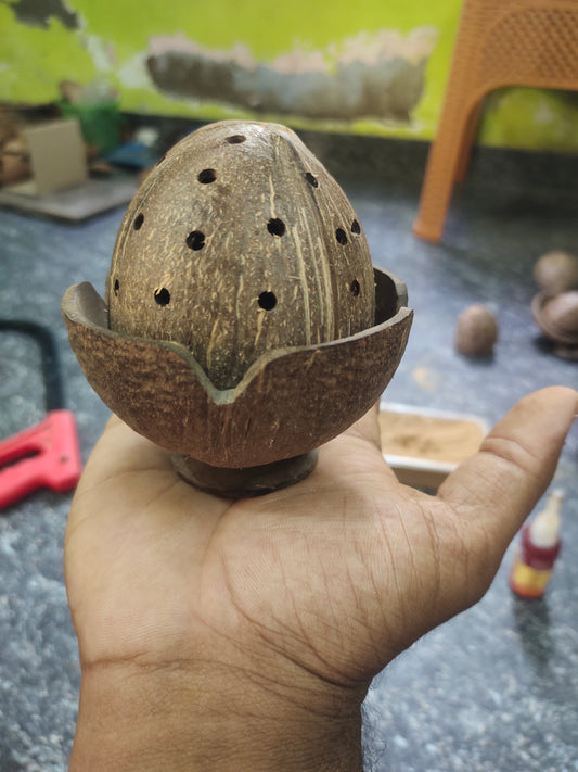 Coconut shell sambrani holder