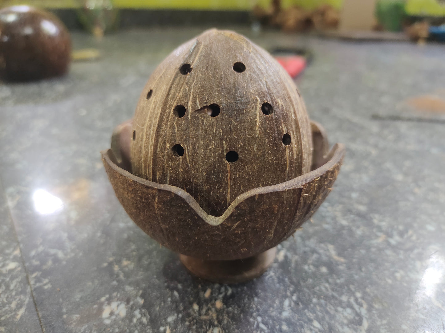 Coconut shell sambrani holder