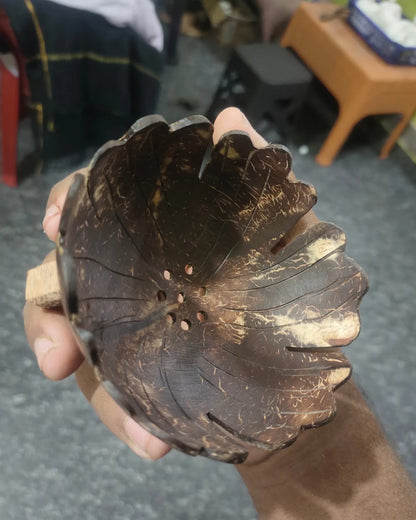 Floral design coconut shell soap bowl set of 1